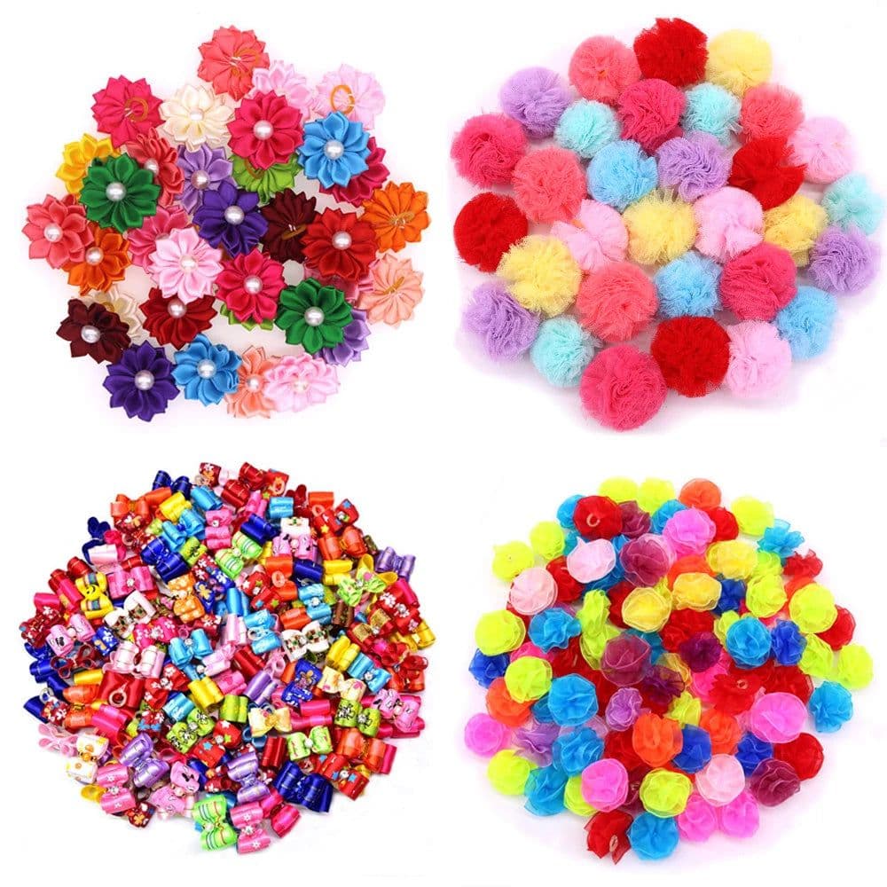 image-20PCS Cute Handmade Small Puppy Dog Hair Bows Pet Dog Hair Accessories Flower Bows Dog Grooming Bows for Small Dogs Pet Products