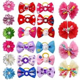image-20PCS Cute Handmade Small Puppy Dog Hair Bows Pet Dog Hair Accessories Flower Bows Dog Grooming Bows for Small Dogs Pet Products