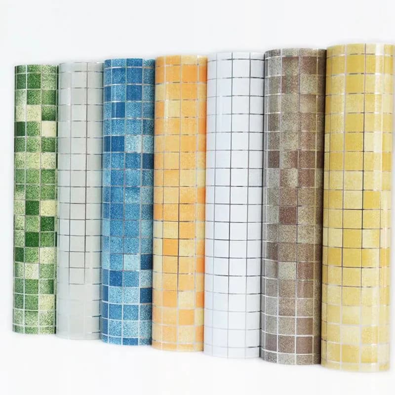 image-Bathroom Waterproof Tiles Wall Sticker Self-Adhesive Kitchen Stove Oil-Proof Fireproof Wallpaper Aluminum Foil Decorative Film