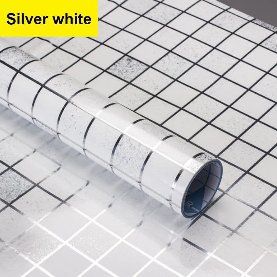 image-Bathroom Waterproof Tiles Wall Sticker Self-Adhesive Kitchen Stove Oil-Proof Fireproof Wallpaper Aluminum Foil Decorative Film