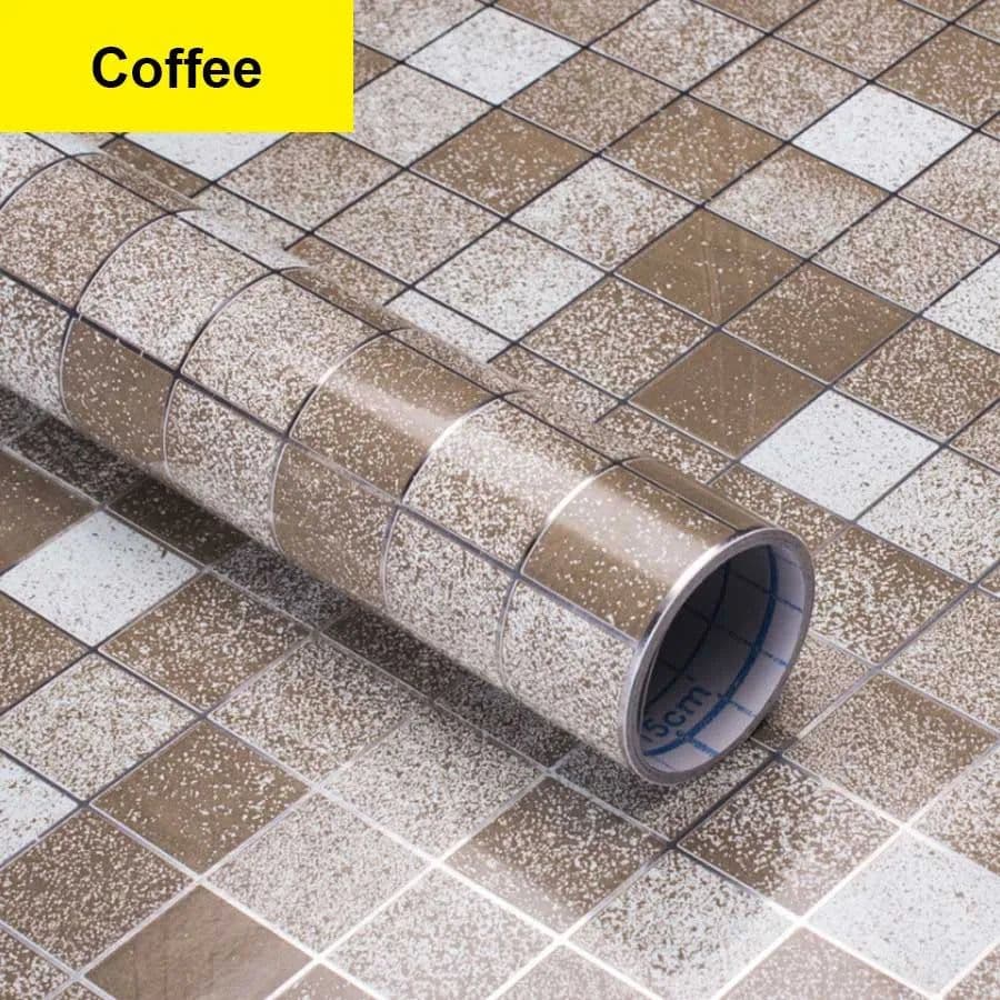 image-Bathroom Waterproof Tiles Wall Sticker Self-Adhesive Kitchen Stove Oil-Proof Fireproof Wallpaper Aluminum Foil Decorative Film