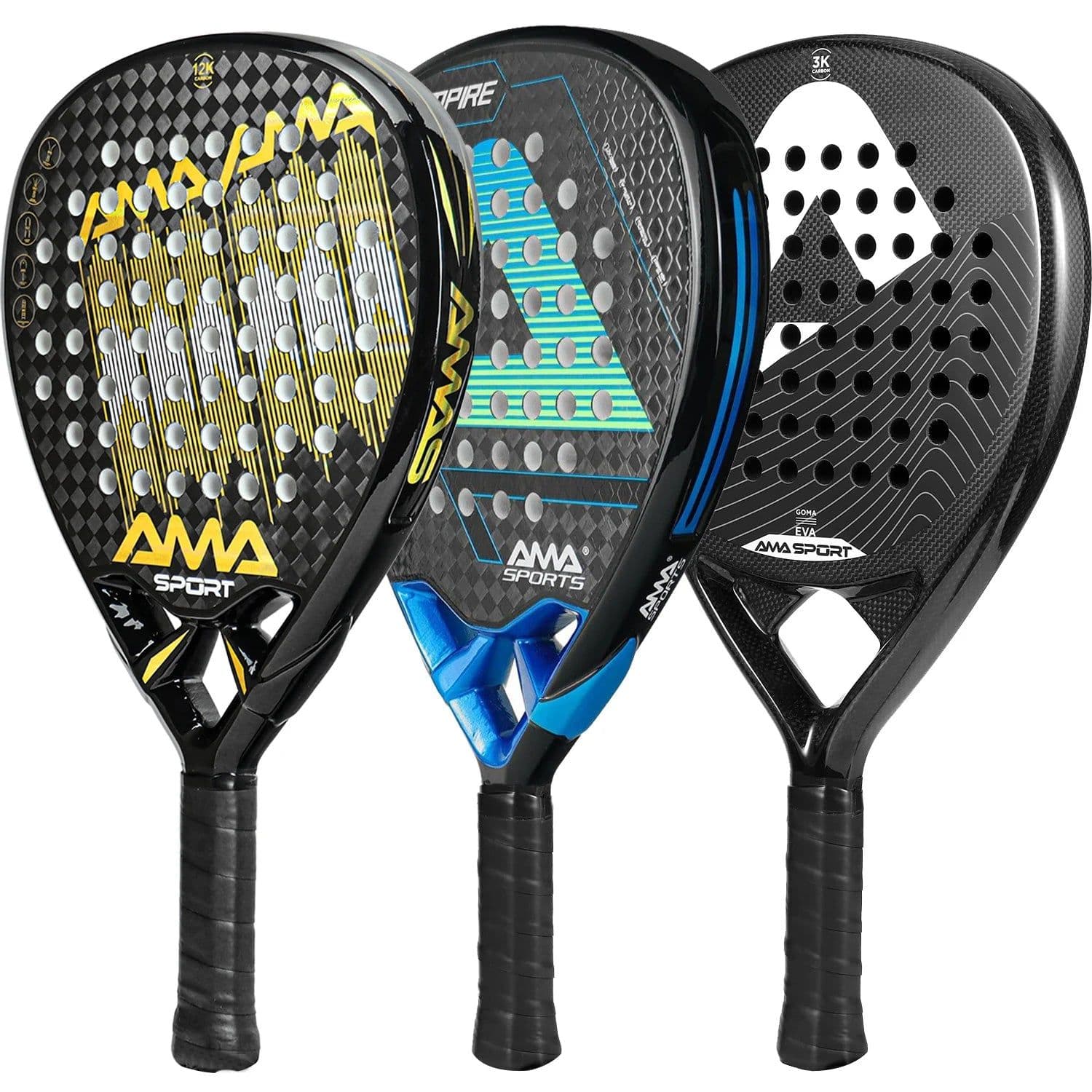 image-AMASPORT Padel Racket with Cover 3k/12K/18K Carbon EVA Soft Padel Paddle Tennis Racket Diamond Shape High Quality Raqueta Paddel