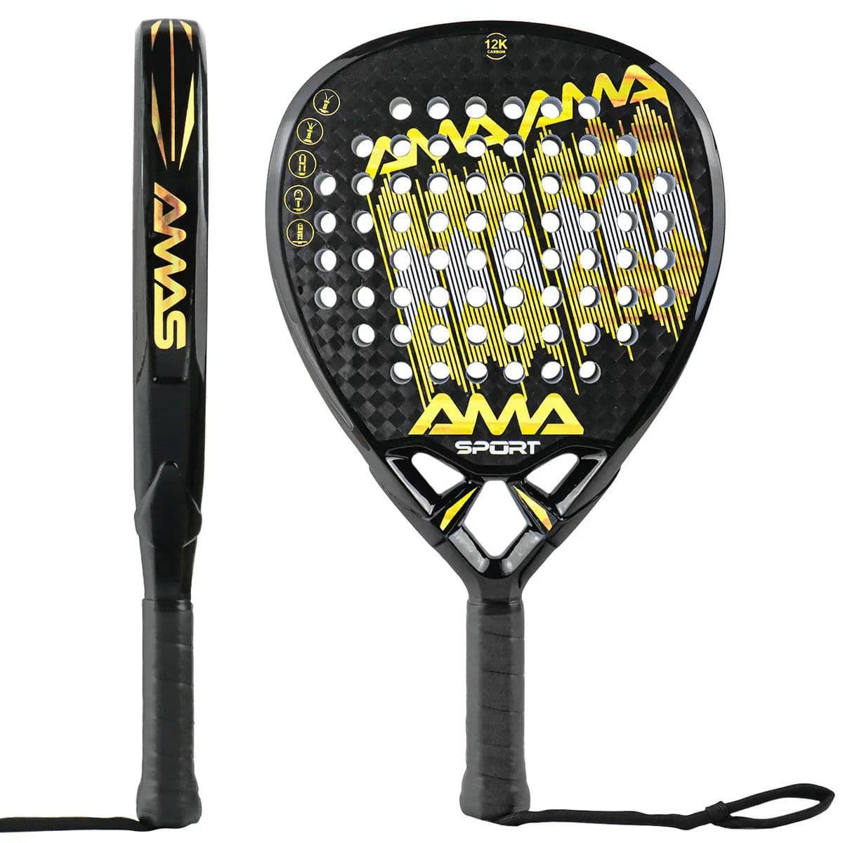 image-AMASPORT Padel Racket with Cover 3k/12K/18K Carbon EVA Soft Padel Paddle Tennis Racket Diamond Shape High Quality Raqueta Paddel