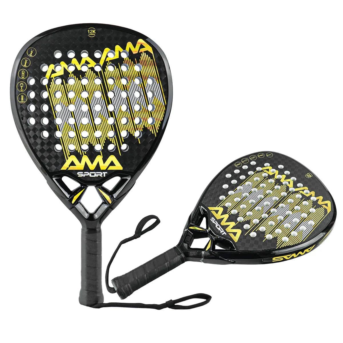 image-AMASPORT Padel Racket with Cover 3k/12K/18K Carbon EVA Soft Padel Paddle Tennis Racket Diamond Shape High Quality Raqueta Paddel