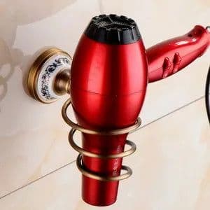 image-Antique Brushed Solid Brass Bathroom Accessories Sets European Porcelain Bathroom Hardware Sets Ceramic Retro Bathroom Products