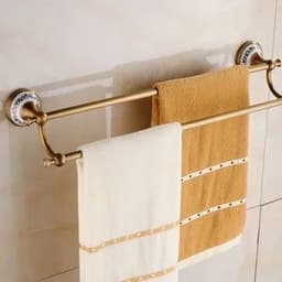 image-Antique Brushed Solid Brass Bathroom Accessories Sets European Porcelain Bathroom Hardware Sets Ceramic Retro Bathroom Products