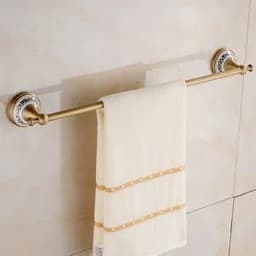 image-Antique Brushed Solid Brass Bathroom Accessories Sets European Porcelain Bathroom Hardware Sets Ceramic Retro Bathroom Products