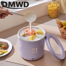image-DMWD Mini Rice Cooker Multifunction Skillet 1L Noodle Cooking Pot Egg Omelette Frying Pan Hotpot Baby Food Stew Cup Soup Heater