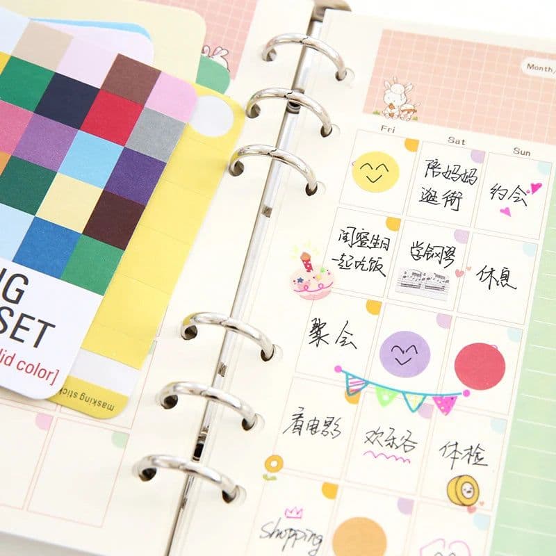 image-Korean Kawaii Stationery Lovely Tin Scrapbooking Pastel Marking Tape Craft Stickers Decorative DIY Memo Planner Tool 27 Sheets