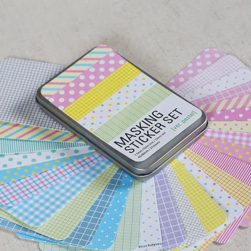 image-Korean Kawaii Stationery Lovely Tin Scrapbooking Pastel Marking Tape Craft Stickers Decorative DIY Memo Planner Tool 27 Sheets