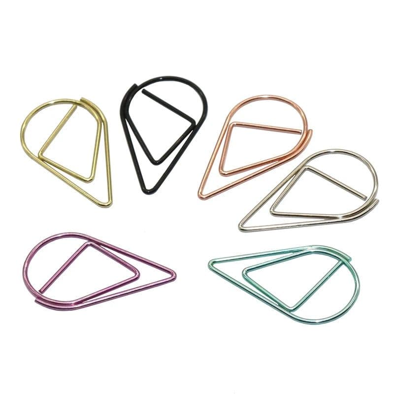 image-60 Pcs 6 Colors Metal Material Drop Shape Paper Clips Funny Kawaii Bookmark Office Shool Stationery Marking Clips