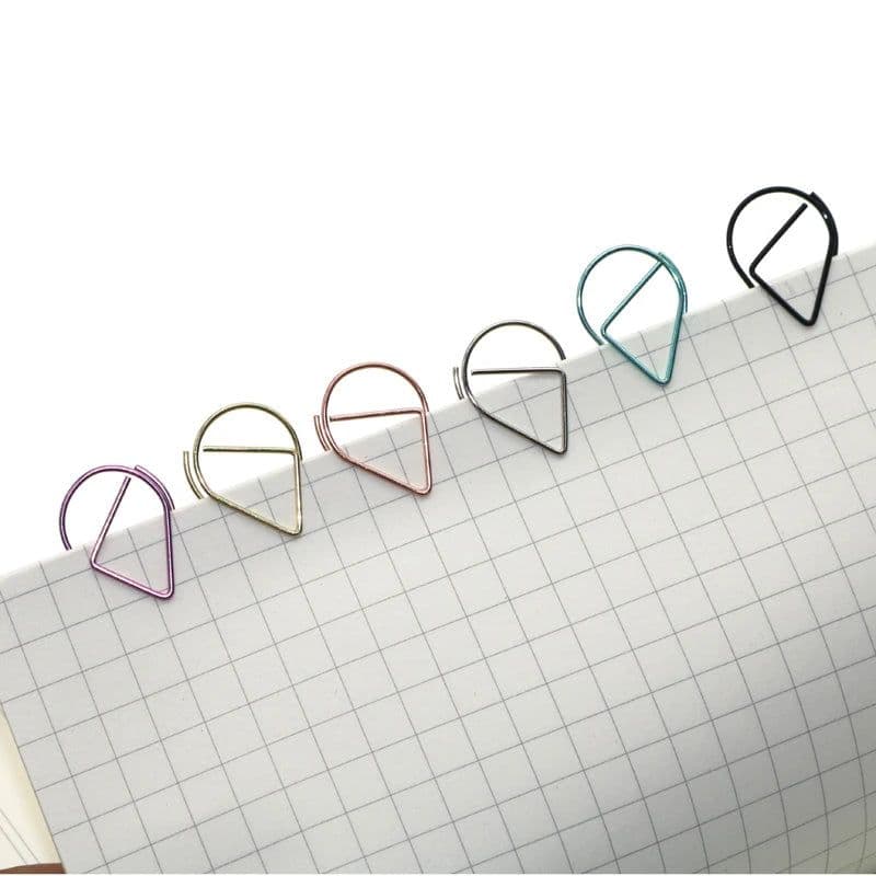 image-60 Pcs 6 Colors Metal Material Drop Shape Paper Clips Funny Kawaii Bookmark Office Shool Stationery Marking Clips