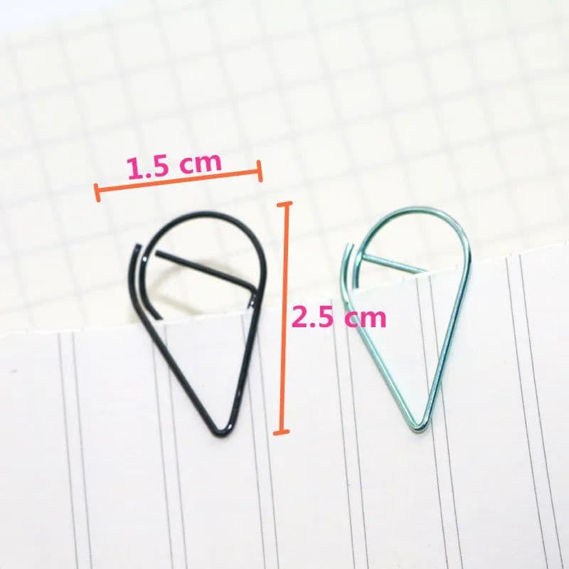 image-60 Pcs 6 Colors Metal Material Drop Shape Paper Clips Funny Kawaii Bookmark Office Shool Stationery Marking Clips