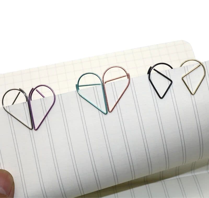 image-60 Pcs 6 Colors Metal Material Drop Shape Paper Clips Funny Kawaii Bookmark Office Shool Stationery Marking Clips