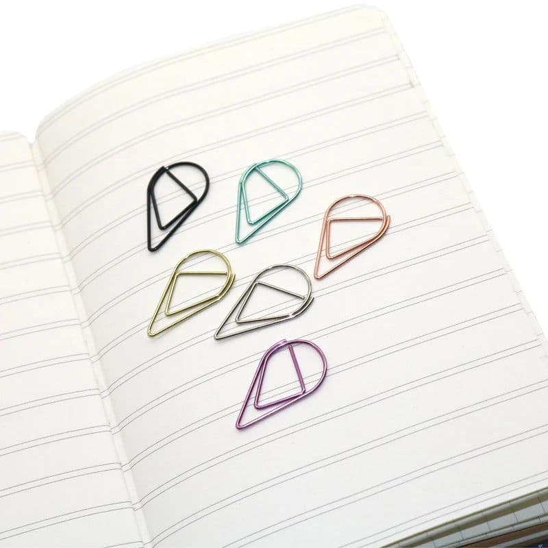 image-60 Pcs 6 Colors Metal Material Drop Shape Paper Clips Funny Kawaii Bookmark Office Shool Stationery Marking Clips