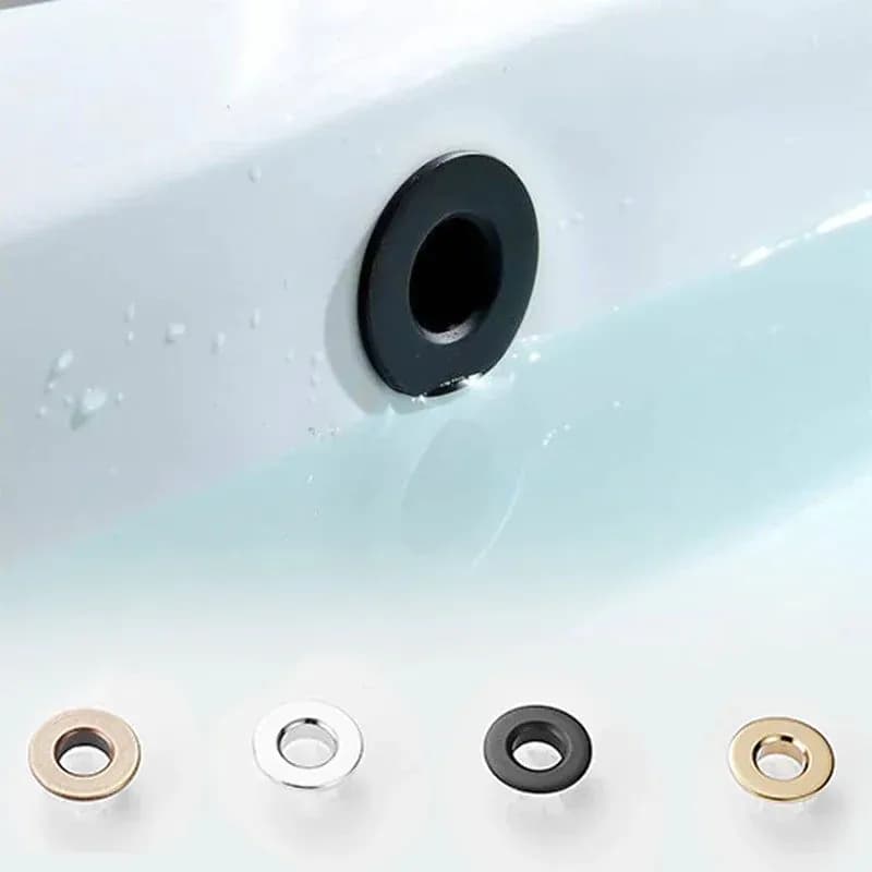 image-Bathroom Basin Faucet Sink Overflow Cover Brass Six-foot Ring Insert Replacement Hole Cover Cap Chrome Trim Bathroom Accessories