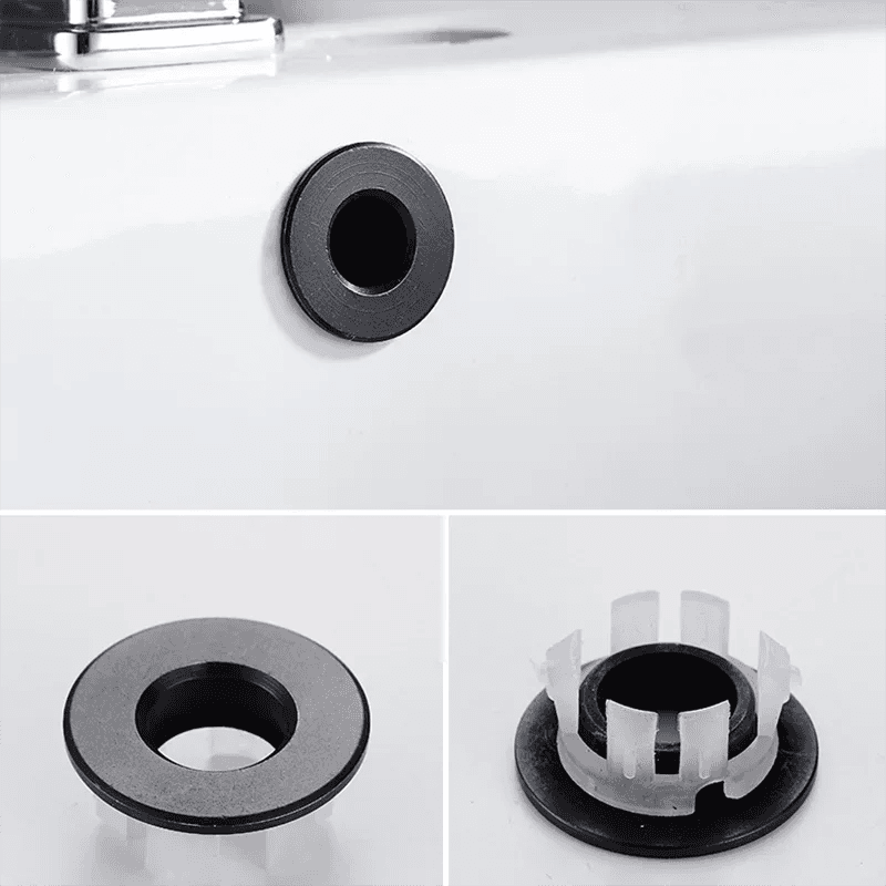 image-Bathroom Basin Faucet Sink Overflow Cover Brass Six-foot Ring Insert Replacement Hole Cover Cap Chrome Trim Bathroom Accessories