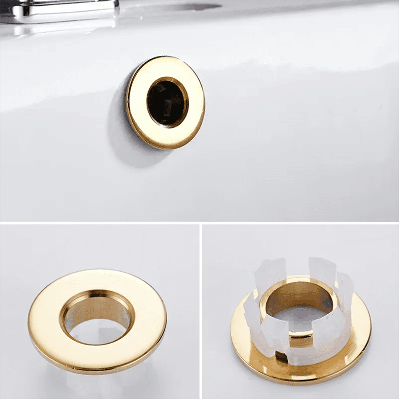 image-Bathroom Basin Faucet Sink Overflow Cover Brass Six-foot Ring Insert Replacement Hole Cover Cap Chrome Trim Bathroom Accessories