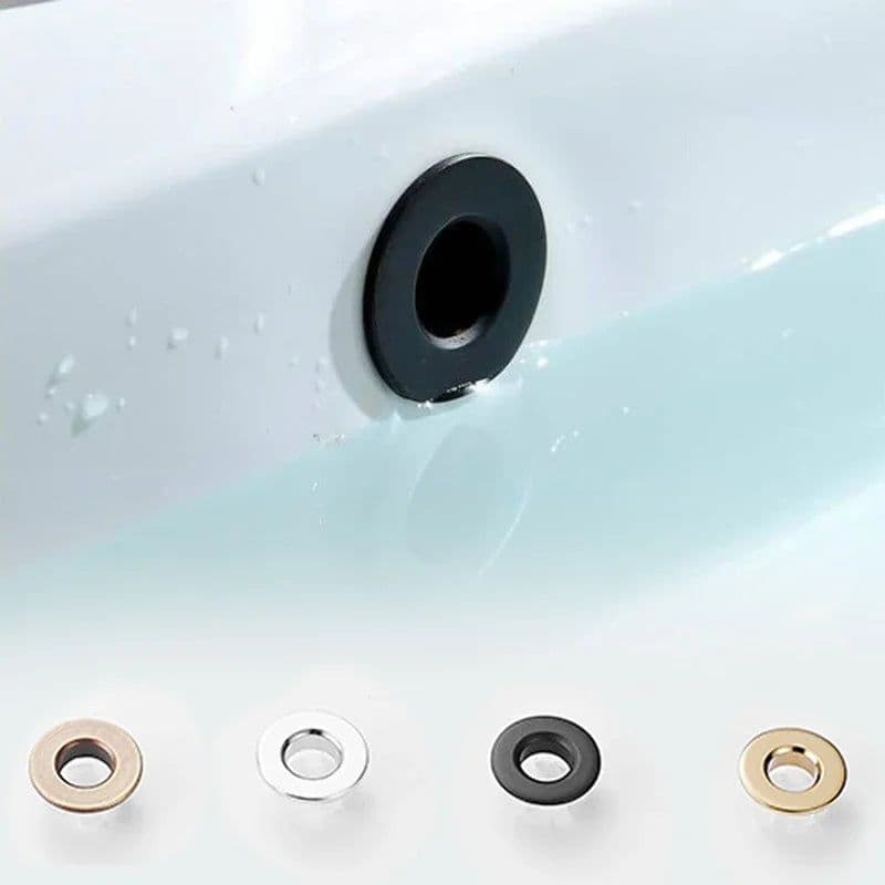 image-Bathroom Basin Faucet Sink Overflow Cover Brass Six-foot Ring Insert Replacement Hole Cover Cap Chrome Trim Bathroom Accessories