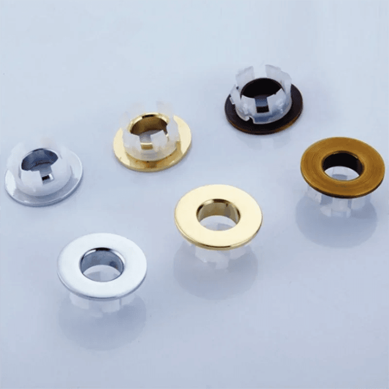image-Bathroom Basin Faucet Sink Overflow Cover Brass Six-foot Ring Insert Replacement Hole Cover Cap Chrome Trim Bathroom Accessories
