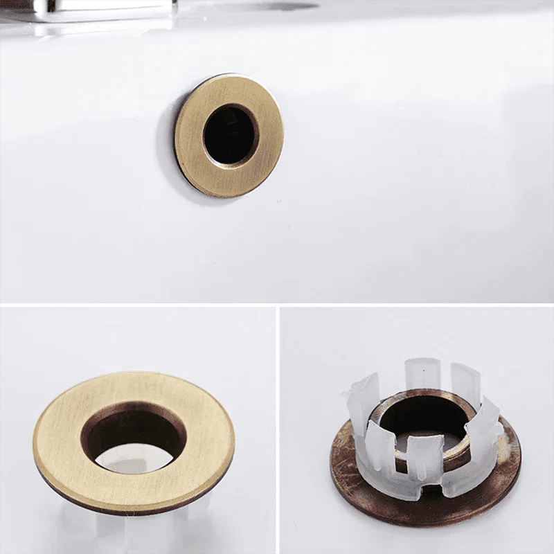 image-Bathroom Basin Faucet Sink Overflow Cover Brass Six-foot Ring Insert Replacement Hole Cover Cap Chrome Trim Bathroom Accessories