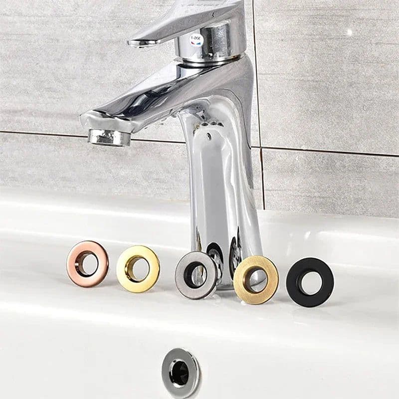 image-Bathroom Basin Faucet Sink Overflow Cover Brass Six-foot Ring Insert Replacement Hole Cover Cap Chrome Trim Bathroom Accessories