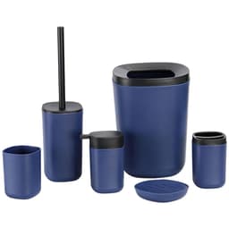 image-6Pcs Plastic Bathroom Accessories Set Bath Ensemble Soap Dish Trash Can Toilet Brush Necessities Brush Holder Trash Can Set