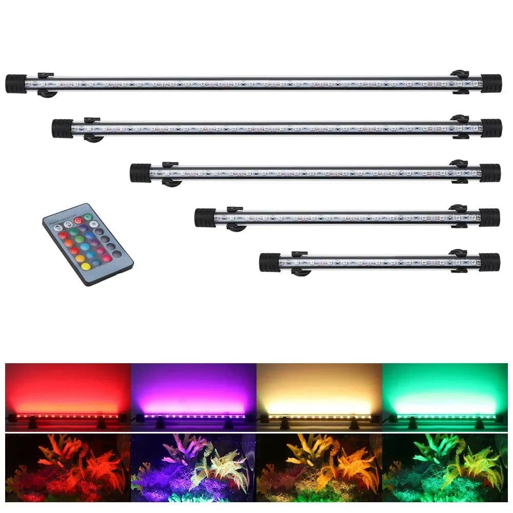 image-Waterproof RGB LED Aquarium Lights Fish Tank Light Diving Lighting Aquarium Submersible Remote Control Lamp Amphibious