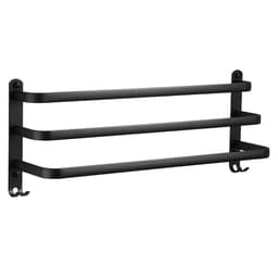 image-Towel Bar 30-60 CM Multi Rod Holder Bathroom Accessories Wall Rail Organizer Hook Hanger Aluminum Storage Rack Matte Black Shelf