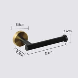 image-Black and Gold Stainless Steel Bathroom Hardware set Towel Bar Toilet Paper Holder Clothes Hook Bathroom Roll Towel Rack Ring