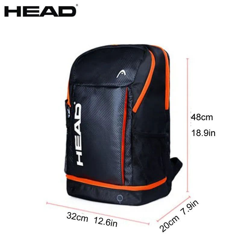 image-Orange Original HEAD Tennis Backpack 1-2 Pack Large Capacity Tennis Squash Rackets Bag Men Women Tennis Sports Padel Raquete Bag
