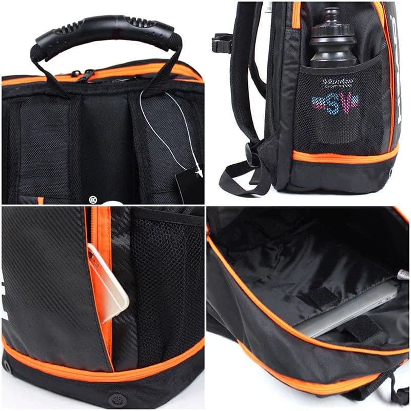 image-Orange Original HEAD Tennis Backpack 1-2 Pack Large Capacity Tennis Squash Rackets Bag Men Women Tennis Sports Padel Raquete Bag