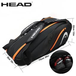 image-Orange Original HEAD Tennis Backpack 1-2 Pack Large Capacity Tennis Squash Rackets Bag Men Women Tennis Sports Padel Raquete Bag