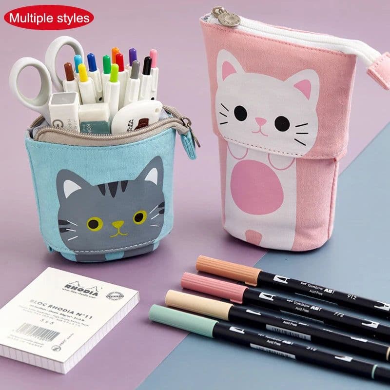 image-Kawaii Pencil Cases for Girls Boys Zipper Cute Cat Pencil Box School Supplies Stationery Gift Pop Up Pouchs Trousse Scolaire