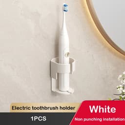 image-BGRORIO Electric Toothbrush Holder Space Saving Traceless Bathroom Self-adhesive Wall-mounted Toothbrush Storage Base