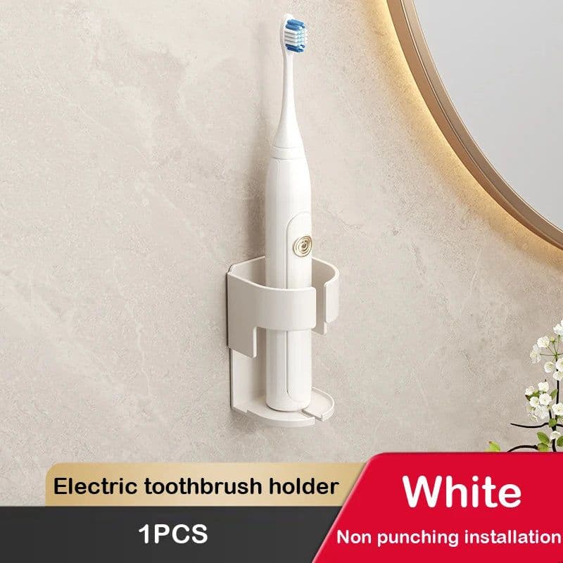 image-BGRORIO Electric Toothbrush Holder Space Saving Traceless Bathroom Self-adhesive Wall-mounted Toothbrush Storage Base