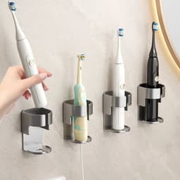 image-BGRORIO Electric Toothbrush Holder Space Saving Traceless Bathroom Self-adhesive Wall-mounted Toothbrush Storage Base
