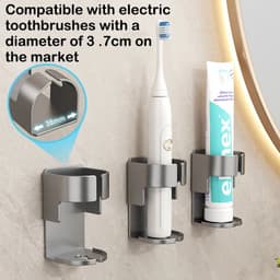 image-BGRORIO Electric Toothbrush Holder Space Saving Traceless Bathroom Self-adhesive Wall-mounted Toothbrush Storage Base