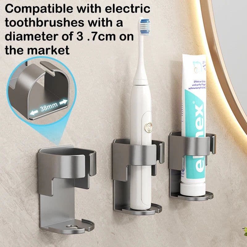 image-BGRORIO Electric Toothbrush Holder Space Saving Traceless Bathroom Self-adhesive Wall-mounted Toothbrush Storage Base