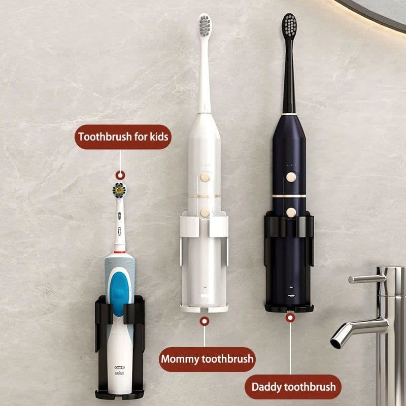 image-BGRORIO Electric Toothbrush Holder Space Saving Traceless Bathroom Self-adhesive Wall-mounted Toothbrush Storage Base