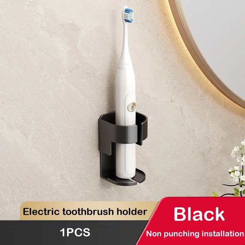 image-BGRORIO Electric Toothbrush Holder Space Saving Traceless Bathroom Self-adhesive Wall-mounted Toothbrush Storage Base
