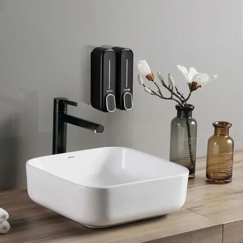 image-300ml Wall Mount Soap Dispenser Manual Shampoo Shower Gel Dispenser Lotion Container Liquid Hand Soap Dispenser for Bathroom