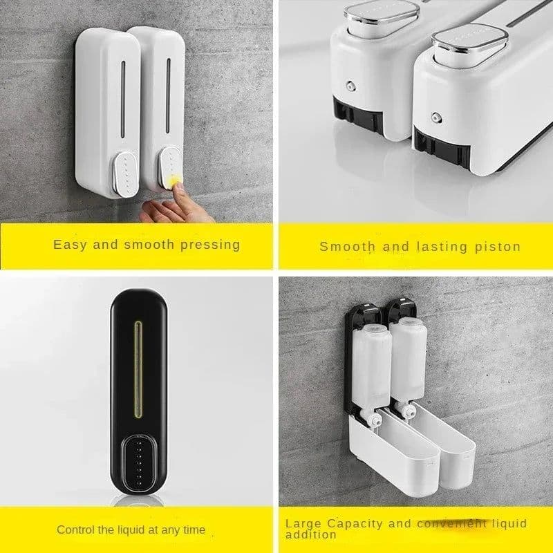 image-300ml Wall Mount Soap Dispenser Manual Shampoo Shower Gel Dispenser Lotion Container Liquid Hand Soap Dispenser for Bathroom