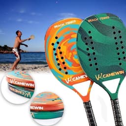 image-Adult Professional Full Carbon Beach Tennis Paddle Racket Soft EVA Face With Bag Unisex Equipment Padel