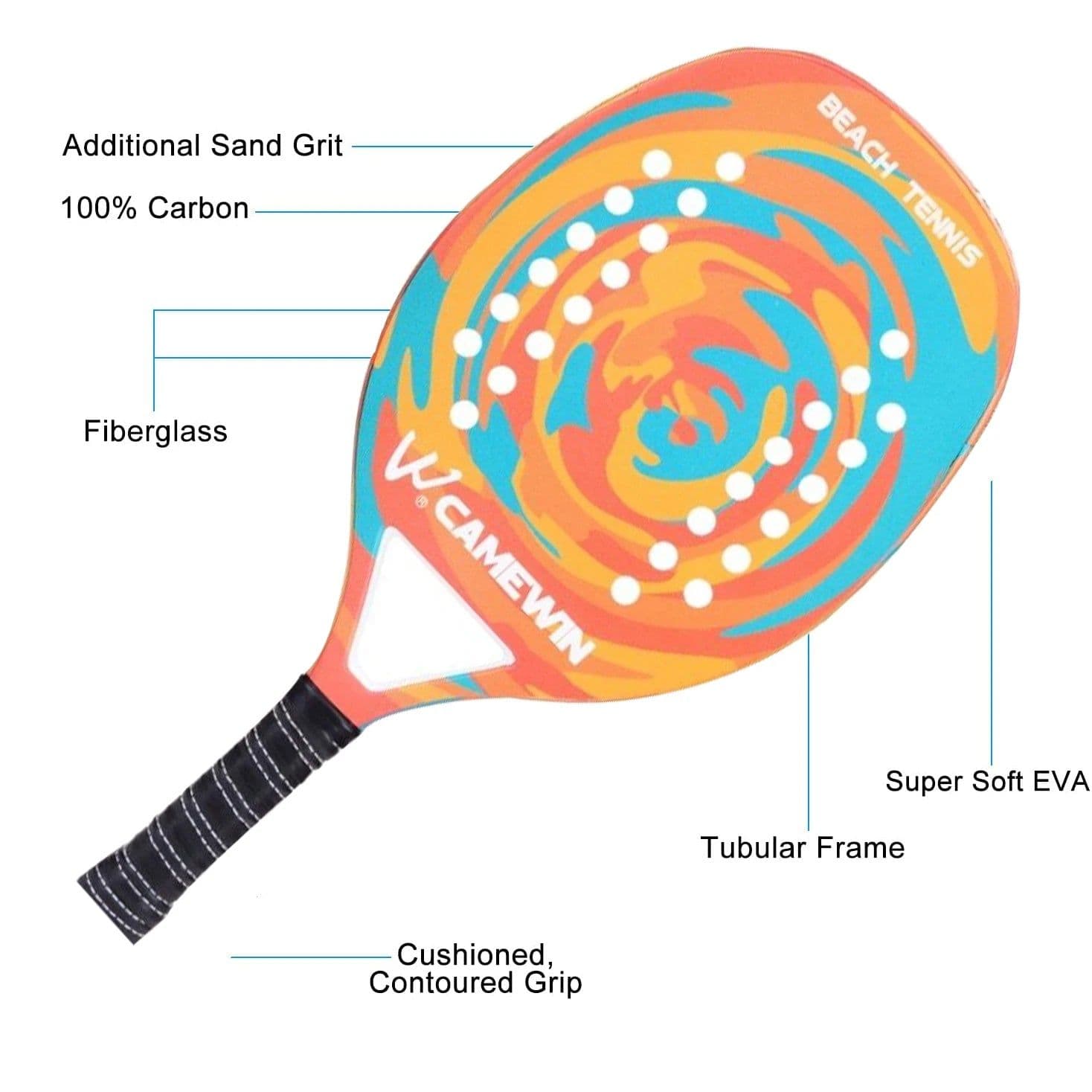 image-Adult Professional Full Carbon Beach Tennis Paddle Racket Soft EVA Face With Bag Unisex Equipment Padel