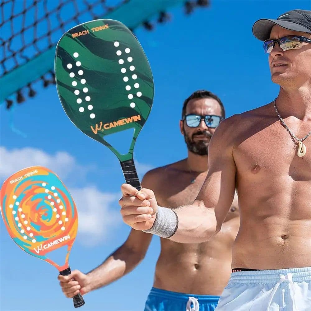 image-Adult Professional Full Carbon Beach Tennis Paddle Racket Soft EVA Face With Bag Unisex Equipment Padel