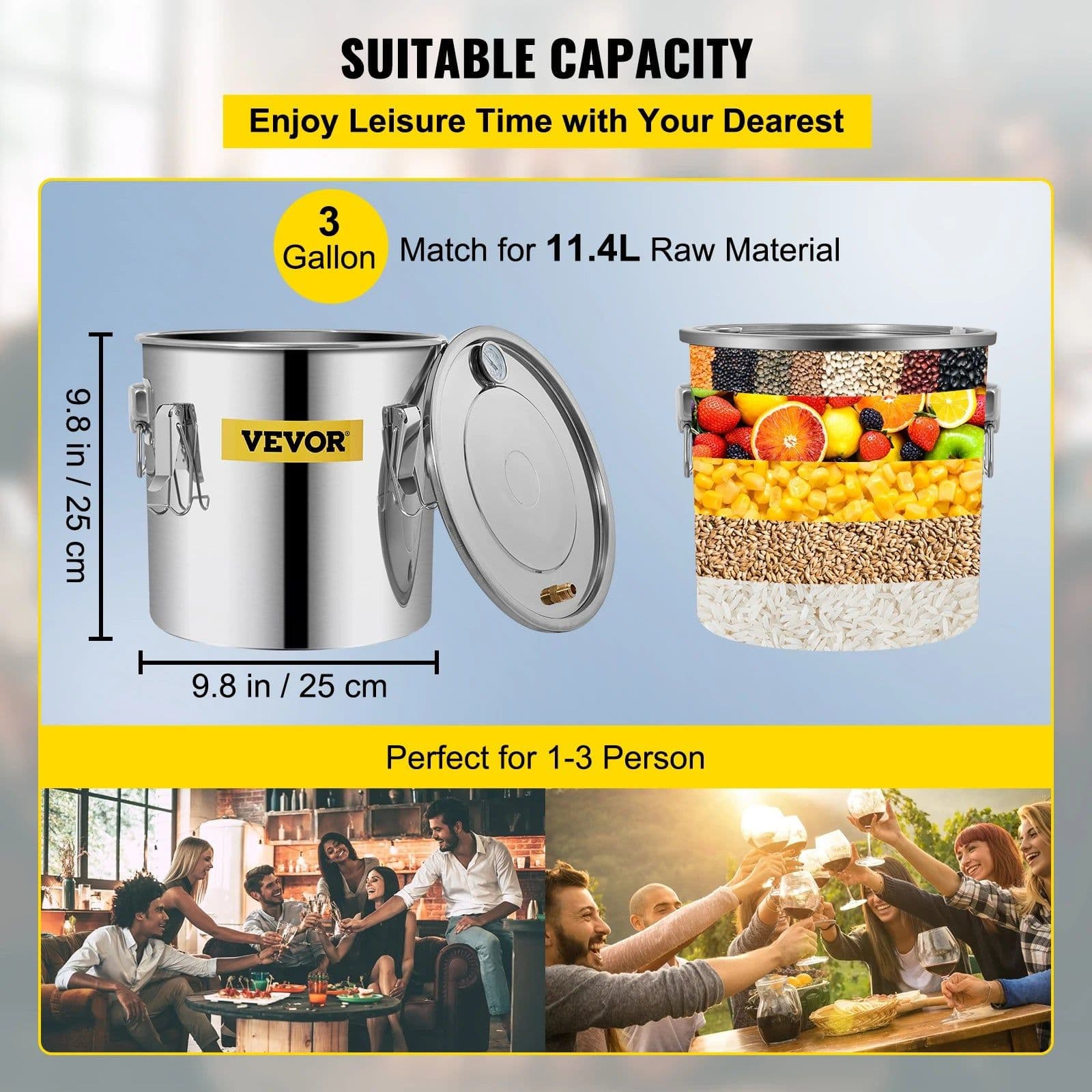 image-VEVOR 12L 20L 30L 50L Alcohol Brewing Distiller DIY Moonshine Apparatus Stainless Steel Still Whisky Beer Brandy Home Appliance