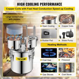 image-VEVOR 12L 20L 30L 50L Alcohol Brewing Distiller DIY Moonshine Apparatus Stainless Steel Still Whisky Beer Brandy Home Appliance