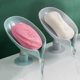image-2pcs Drain Soap Holder Leaf Shape Soap Box Suction Cup Tray Drying Rack for Shower Sponge Container Kitchen Bathroom Accessories