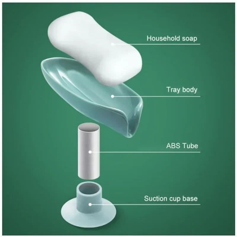image-2pcs Drain Soap Holder Leaf Shape Soap Box Suction Cup Tray Drying Rack for Shower Sponge Container Kitchen Bathroom Accessories